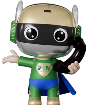 Our mascot heroman is making a phone call.